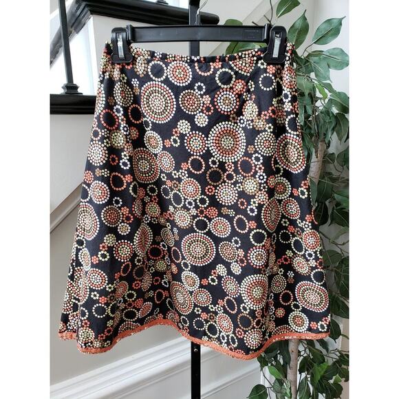 Talbots A-Line Skirt Womens Size 2 Petites Black Geometric Stretch Cotton Sequin - Picture 1 of 11